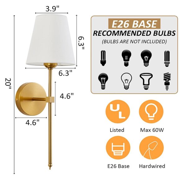 Elegant Gold Wall Sconce Set - Picture 6 of 6